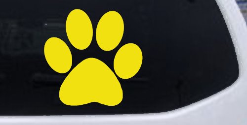 Dog or Cat Paw Sports or Animals Car or Truck Window Decal Sticker (Yellow)