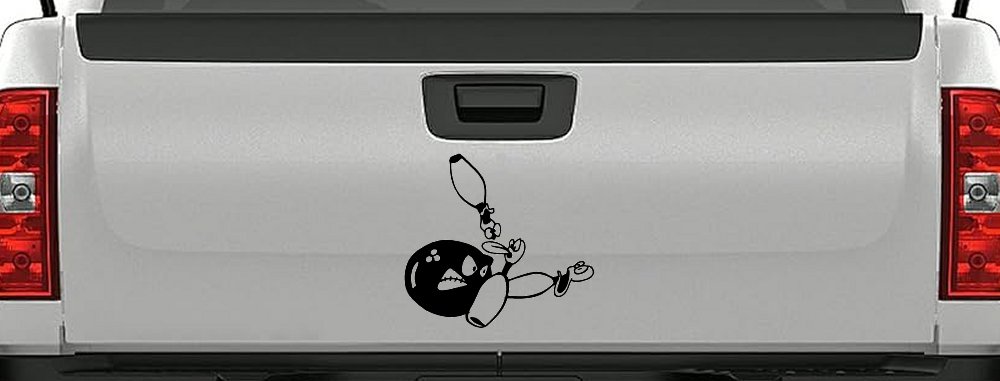 Funny Bowling Ball and Pins Sports Car or Truck Window Decal Sticker (Black)