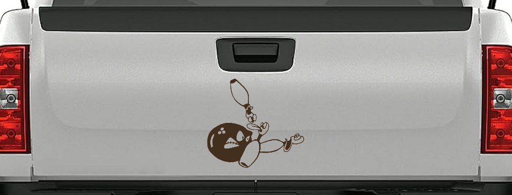 Funny Bowling Ball and Pins Sports Car or Truck Window Decal Sticker (Brown)