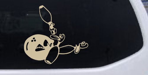 Funny Bowling Ball and Pins Sports Car or Truck Window Decal Sticker (Desert Sand)
