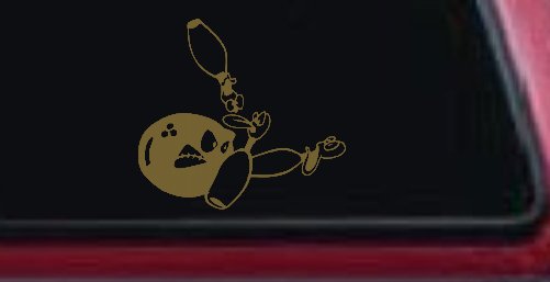 Funny Bowling Ball and Pins Sports Car or Truck Window Decal Sticker (Gold)
