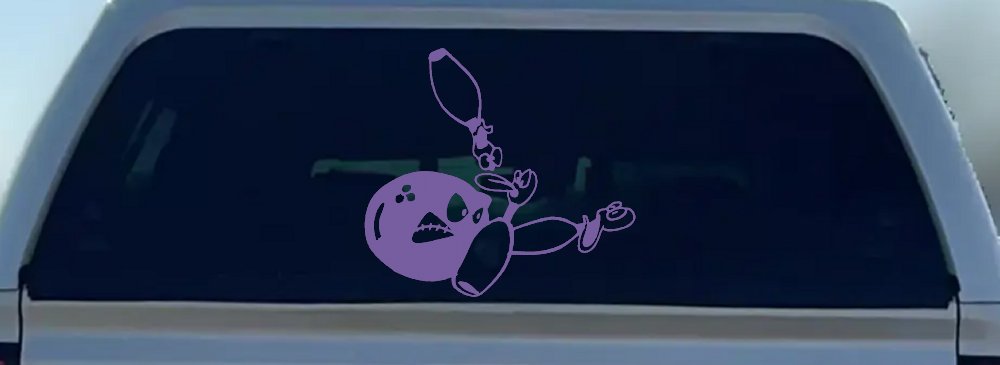 Funny Bowling Ball and Pins Sports Car or Truck Window Decal Sticker (Purple)