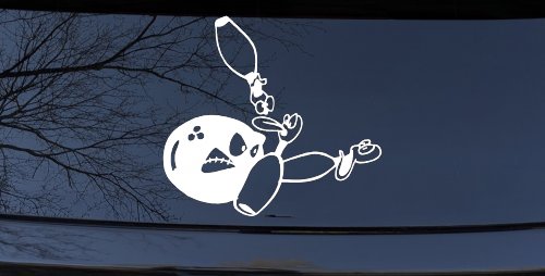 Funny Bowling Ball and Pins Sports Car or Truck Window Decal Sticker (White)