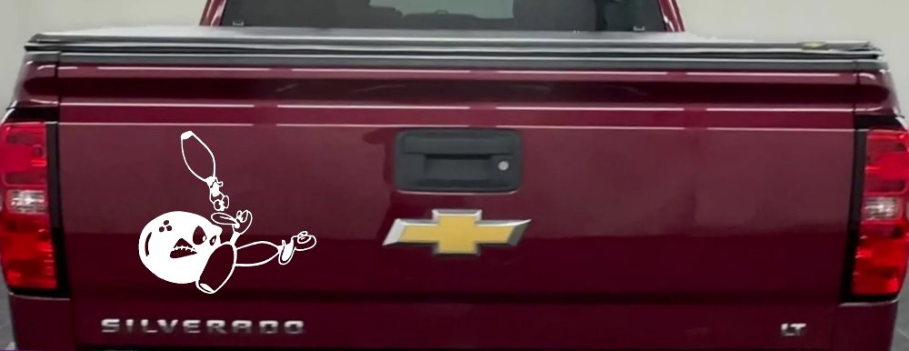 Funny Bowling Ball and Pins Sports Car or Truck Window Decal Sticker (White)