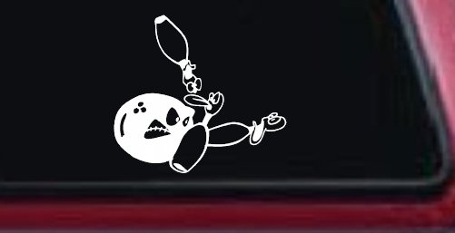 Funny Bowling Ball and Pins Sports Car or Truck Window Decal Sticker (White)