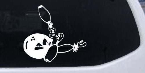 Funny Bowling Ball and Pins Sports Car or Truck Window Decal Sticker (White)