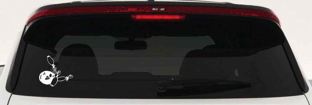 Funny Bowling Ball and Pins Sports Car or Truck Window Decal Sticker (White)