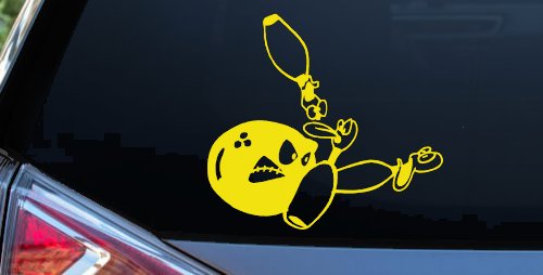 Funny Bowling Ball and Pins Sports Car or Truck Window Decal Sticker (Yellow)