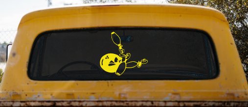 Funny Bowling Ball and Pins Sports Car or Truck Window Decal Sticker (Yellow)