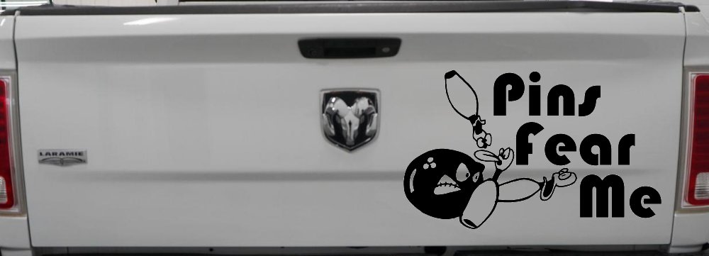 Pins Fear Me Bowling Car or Truck Window Decal Sticker (Black)