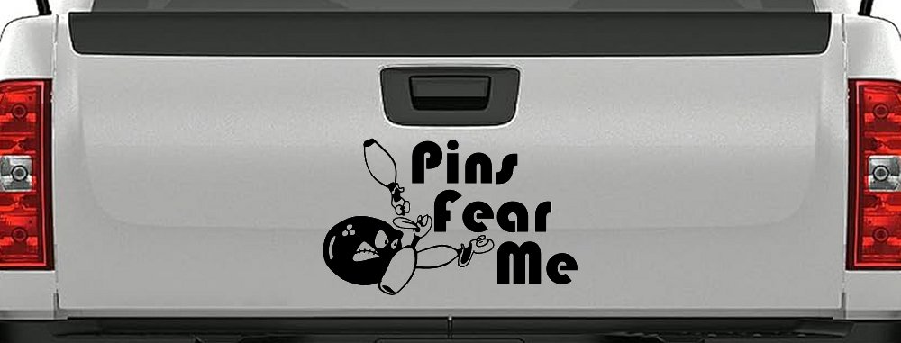 Pins Fear Me Bowling Car or Truck Window Decal Sticker (Matte Black)