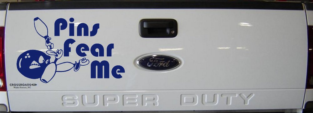Pins Fear Me Bowling Car or Truck Window Decal Sticker (Navy)