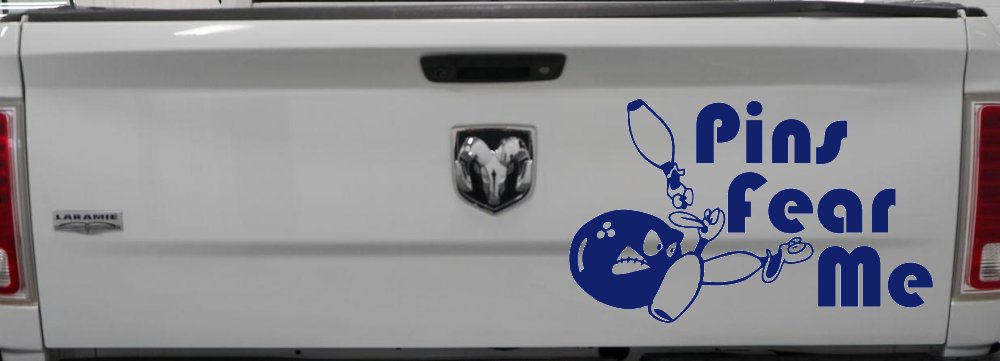 Pins Fear Me Bowling Car or Truck Window Decal Sticker (Navy)