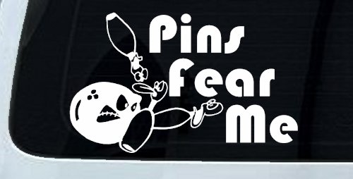 Pins Fear Me Bowling Decal for Car Truck Window Vinyl Sticker (White)