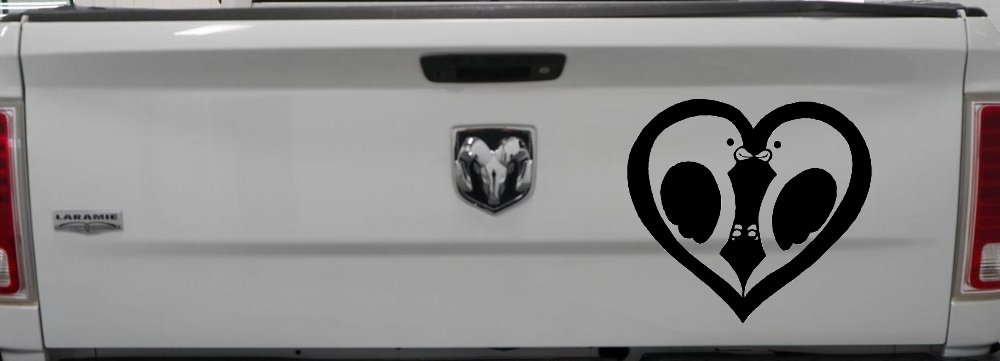 Lovebirds Kissing In Heart Car or Truck Window Decal Sticker (Black)