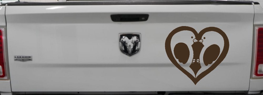 Lovebirds Kissing In Heart Car or Truck Window Decal Sticker (Brown)