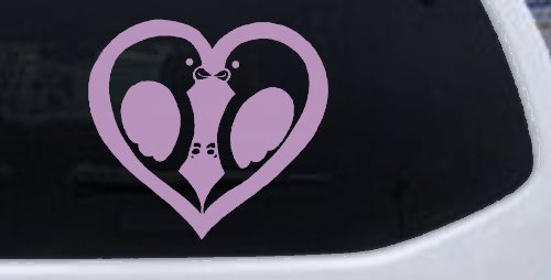 Lovebirds Kissing In Heart Car or Truck Window Decal Sticker (Lilac)