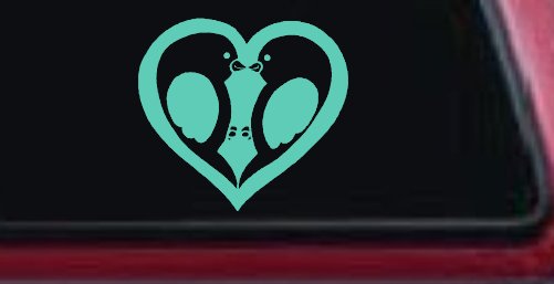 Lovebirds Kissing In Heart Car or Truck Window Decal Sticker (Mint)