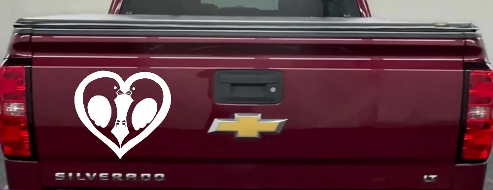 Lovebirds Kissing In Heart Car or Truck Window Decal Sticker (White)