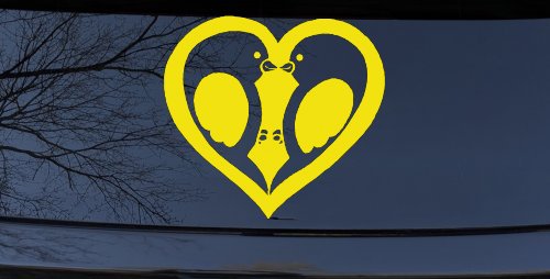 Lovebirds Kissing In Heart Car or Truck Window Decal Sticker (Yellow)