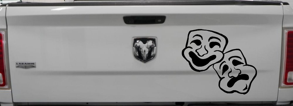 Drama Theater Masks Car or Truck Window Decal Sticker (Black)