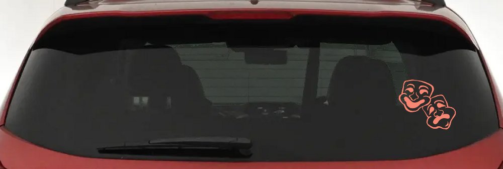 Drama Theater Masks Car or Truck Window Decal Sticker (Coral)
