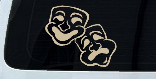 Drama Theater Masks Car or Truck Window Decal Sticker (Desert Sand)