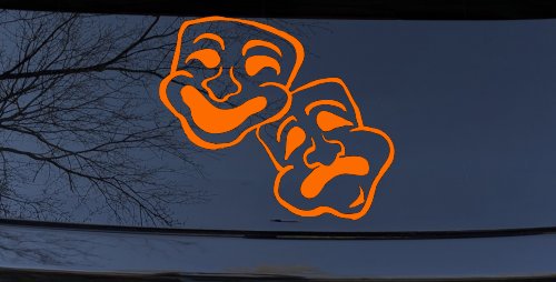Drama Theater Masks Car or Truck Window Decal Sticker (Orange)