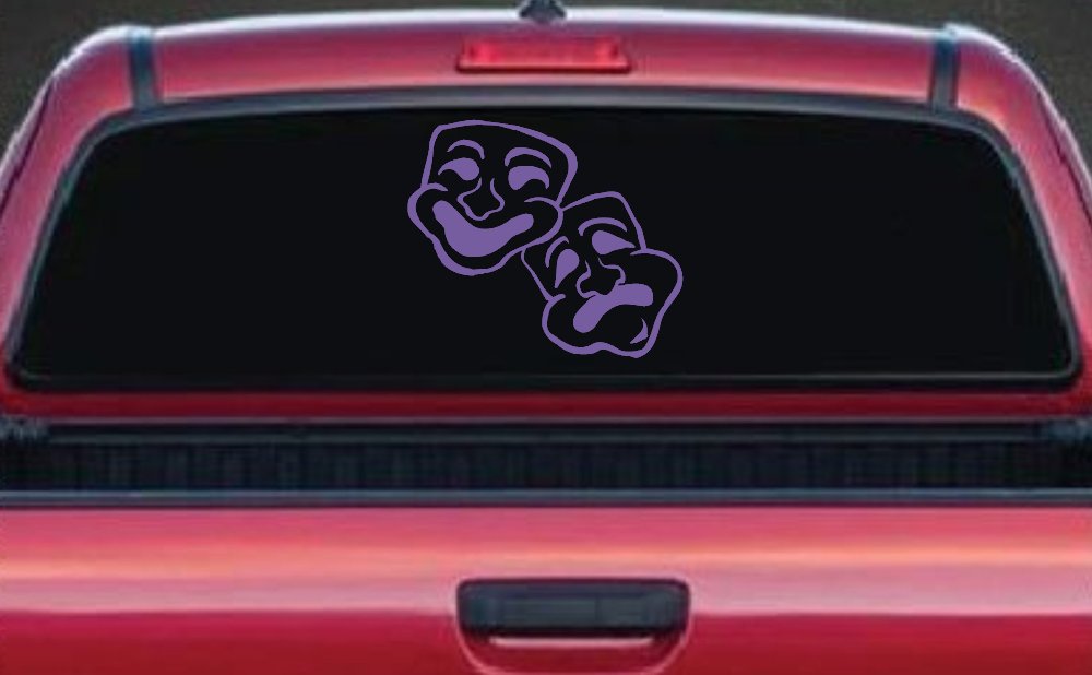 Drama Theater Masks Car or Truck Window Decal Sticker (Purple)