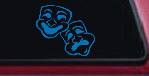 Drama Theater Masks Car or Truck Window Decal Sticker (Sky Blue)