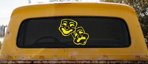Drama Theater Masks Car Truck Window Vinyl Decal Sticker (Yellow)