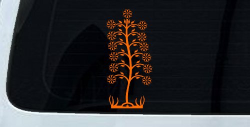 Flower Stalk Car Truck Window Vinyl Decal Sticker Auto Decor (Orange)