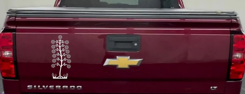 Flower Stalk Car or Truck Window Decal Sticker (White)