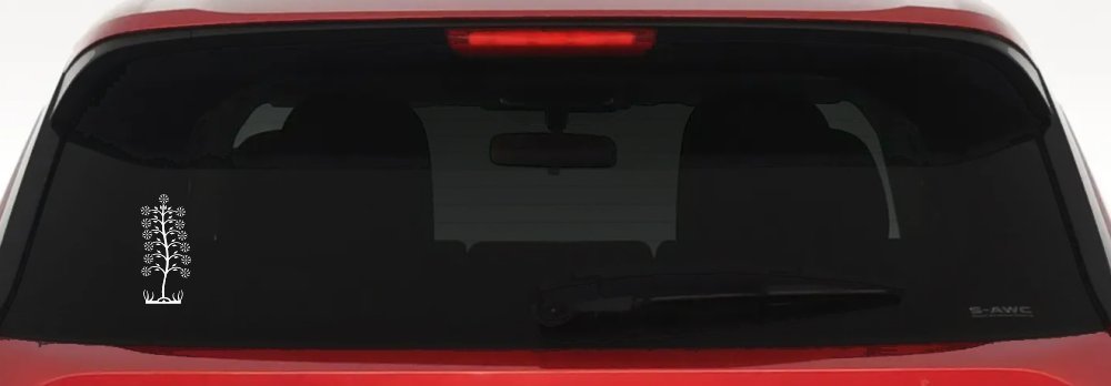 Flower Stalk Car or Truck Window Decal Sticker (White)