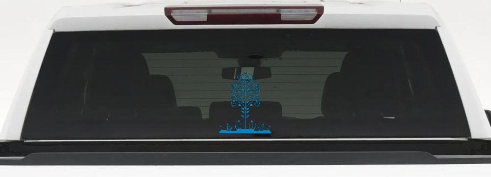 Flower Stalk Big Blooms And Vines Car or Truck Window Decal Sticker (Blue)
