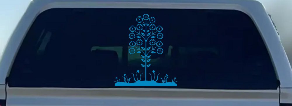 Flower Stalk Big Blooms And Vines Car or Truck Window Decal Sticker