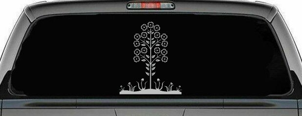 Flower Stalk Big Blooms And Vines Car or Truck Window Decal Sticker