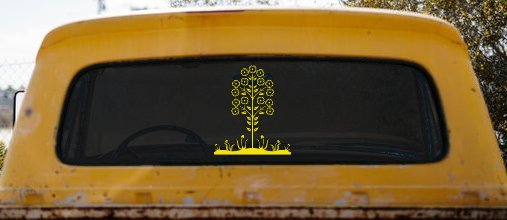 Flower Stalk Big Blooms Vines Car Truck Window Vinyl Decal Sticker (Yellow)