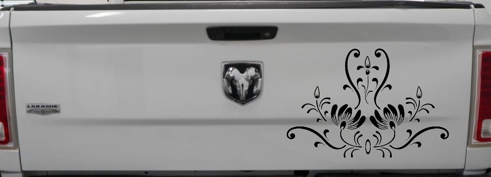 Swirl Flower Accent And Vines Car or Truck Window Decal Sticker