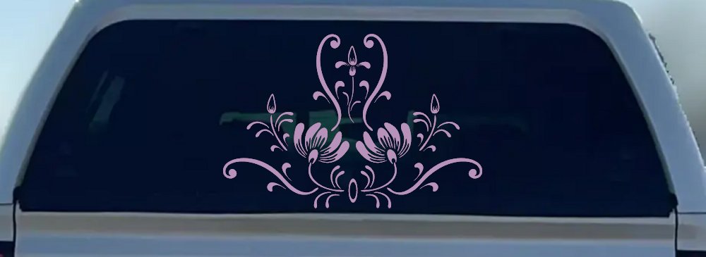 Swirl Flower Accent And Vines Car or Truck Window Decal Sticker (Lilac)