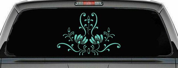 Swirl Flower Accent And Vines Car or Truck Window Decal Sticker