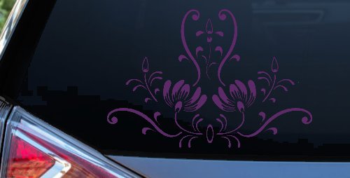 Swirl Flower Accent And Vines Car or Truck Window Decal Sticker
