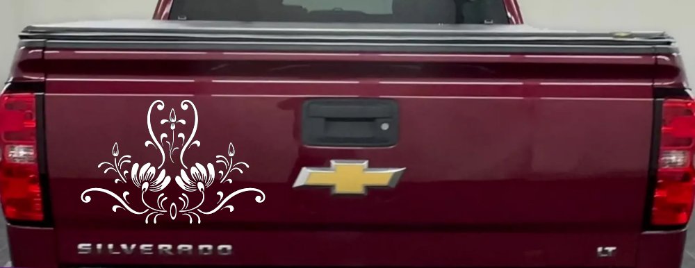 Swirl Flower Accent And Vines Car or Truck Window Decal Sticker