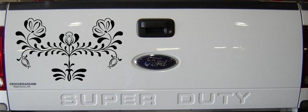 Flowers Swirl And Vines Car or Truck Window Decal Sticker (Black)