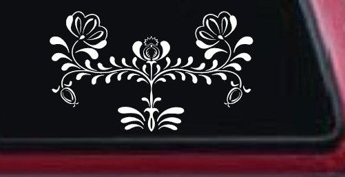 Flowers Swirl And Vines Car or Truck Window Decal Sticker (White)
