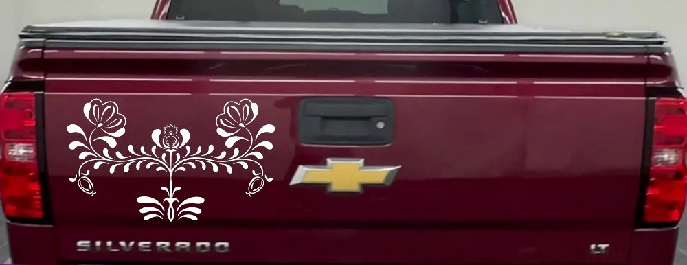 Flowers Swirl And Vines Car or Truck Window Decal Sticker (White)