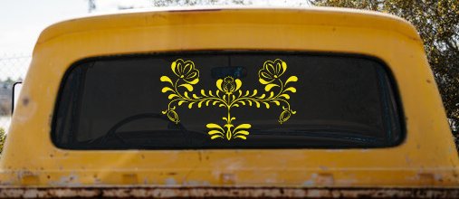 Flowers Swirl And Vines Car or Truck Window Decal Sticker (Yellow)