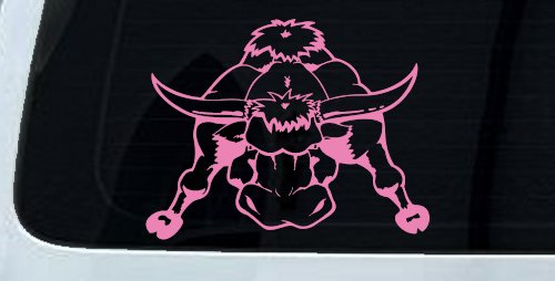 Mean Bad Bull Western Farm Ranch Car or Truck Window Decal Sticker (Pink)