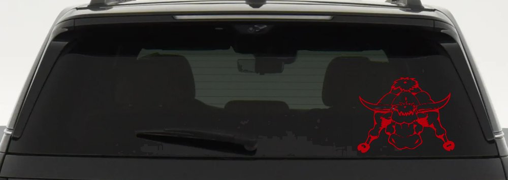 Mean Bad Bull Western Farm Ranch Car or Truck Window Decal Sticker (Red)