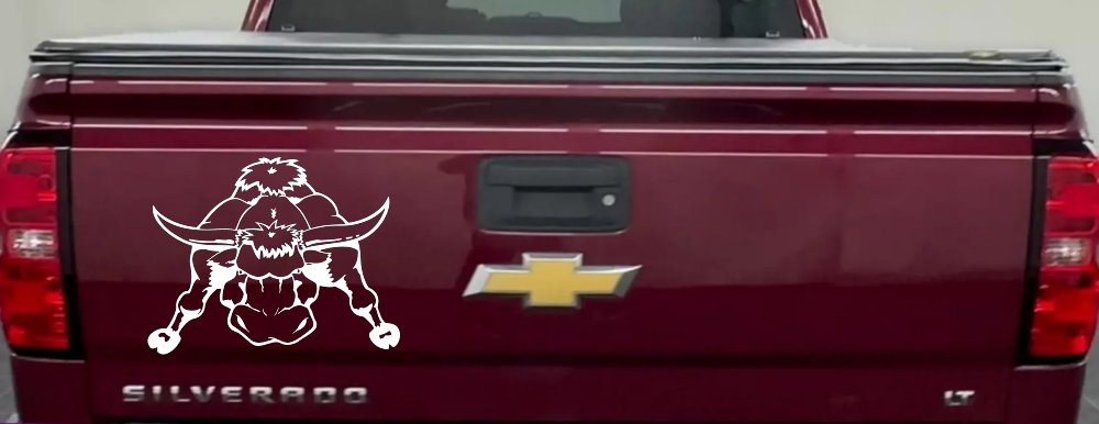 Mean Bad Bull Western Farm Ranch Car or Truck Window Decal Sticker (White)